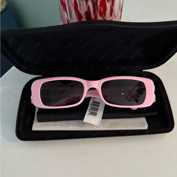 NWT - BALENCIAGA Dynasty Rectangular Sunglasses, 51mm Pink/Silver/Solid - Picture 2 of 12
